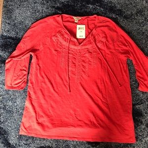 Lucky Brand Red Peasant Top